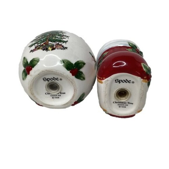 Spode Christmas Tree Ball Ornament & Stocking Shaped Salt Pepper Shakers VTG - Picture 4 of 6